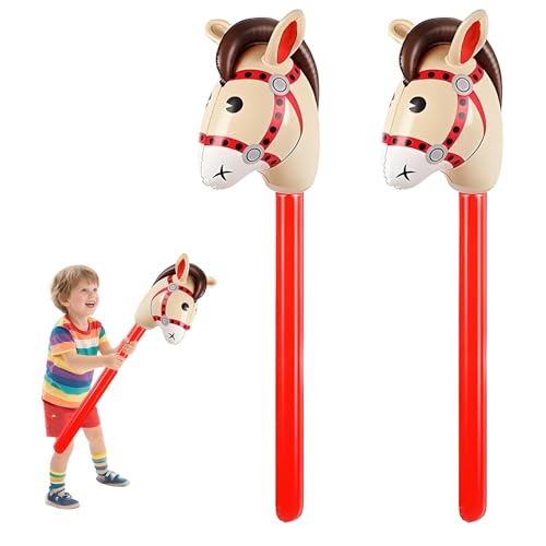 vcsjw 2 Stück Hobby Horse,Steckenpferd Aufblasbares,Stockpferd,Hors Bastelset Hobbyhorse,für Weihnachten,Pferde-Motto-Geburtstagsfeier,Dekoration,Party-Geschenk-Requisiten (Rot 100 * 26 cm) von vcsjw