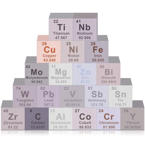 20-Teiliges Element-Würfel-Set, Periodensystem der Elemente, Wolfram-Würfel, 0,39, Metall, für die Elements Collection, von vdha