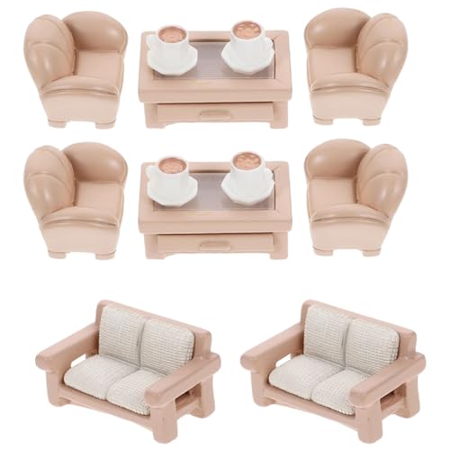 vdha 2 Set Miniatur-Sofa-Spielzeug, Miniatur-Ornament, Kleines Haus, Sofa, Teetisch, Sofa-Modell, Kleines Sofa-Spielzeug von vdha