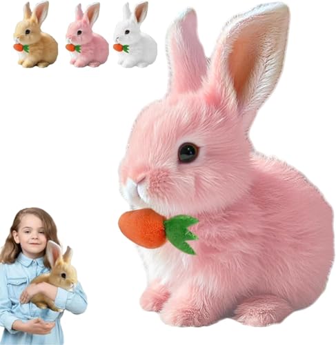 vecora Realistisches Hasen-Spielzeug, Osterhase, elektronisches Plüsch-Springen, Zucken, Ohrschütteln, Osterhasen-Spielzeug, interaktives Geburtstagsgeschenk (gepudert) von vecora
