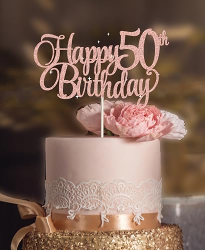 Dekorationen zum 50. Geburtstag für Frauen, 50 Kuchenaufsätze, 50. Geburtstag, rosa Glitzer, 50 Kuchendekorationen für Kuchen Dekorationen zum 50. Geburtstag für Frauen, 50 Kuchenaufsätze, 50. Geburtstag, rosa Glitzer, 50 Kuchendekorationen für Kuchen von veegood