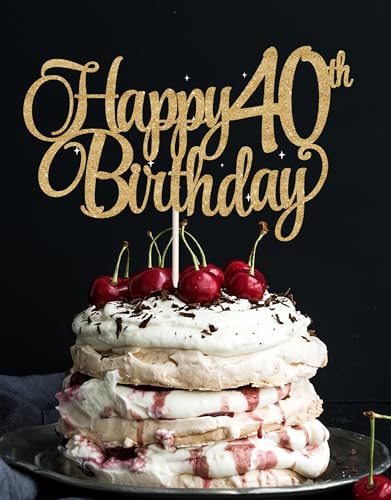 Kuchendekoration zum 40. Geburtstag, goldfarbener Glitzer, Dekoration zum 40. Geburtstag, 40. Kuchenaufsatz für Frauen, 40 Kuchendekorationen für Frauen Kuchendekoration zum 40. Geburtstag, goldfarbener Glitzer, Dekoration zum 40. Geburtstag, 40. Kuchenaufsatz für Frauen, 40 Kuchendekorationen für Frauen von veegood