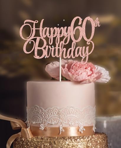 Kuchendekoration zum 60. Geburtstag, rosa Glitzer, 60 Kuchenaufsätze, 60. Geburtstag, 60 Dekorationen für Kuchen, 60 Geburtstagsdekorationen Kuchendekoration zum 60. Geburtstag, rosa Glitzer, 60 Kuchenaufsätze, 60. Geburtstag, 60 Dekorationen für Kuchen, 60 Geburtstagsdekorationen von veegood