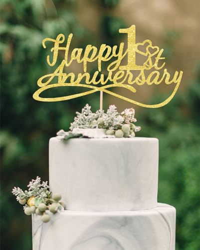 Tortenaufsatz "Happy 1st Anniversary" – Dekoration zum 1. Hochzeitstag, Kuchendekoration zum 1. Jahrestag, Party-Dekoration, 1. Jahrestag Tortenaufsatz "Happy 1st Anniversary" – Dekoration zum 1. Hochzeitstag, Kuchendekoration zum 1. Jahrestag, Party-Dekoration, 1. Jahrestag von veegood