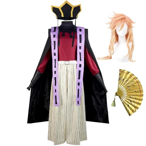 vewoza Anime Cosplay Douma Cosplay Kostüm Fans Douma Hut Anzug Komplettes Set Uniform Outfits Kostüme Karneval Halloween Party (Douma mit Perücke_Fans, 3XL) von vewoza