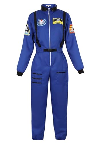 vewoza Astronauten-Kostüm für Erwachsene für Damen, Weltraumanzug, Cosplay, Raumfahrer, Overall, Halloween, Blau, Größe S vewoza Astronauten-Kostüm für Erwachsene für Damen, Weltraumanzug, Cosplay, Raumfahrer, Overall, Halloween, Blau, Größe S von vewoza