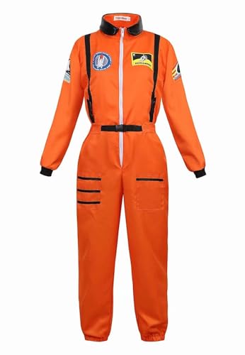 vewoza Astronauten-Kostüm für Erwachsene für Damen, Weltraumanzug, Cosplay, Raumfahrer, Overall, Halloween, Orange, Größe L vewoza Astronauten-Kostüm für Erwachsene für Damen, Weltraumanzug, Cosplay, Raumfahrer, Overall, Halloween, Orange, Größe L von vewoza