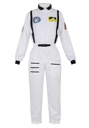 vewoza Astronauten-Kostüm für Erwachsene für Damen, Weltraumanzug, Cosplay, Raumfahrer, Overall, Halloween, Weiß, Größe L vewoza Astronauten-Kostüm für Erwachsene für Damen, Weltraumanzug, Cosplay, Raumfahrer, Overall, Halloween, Weiß, Größe L von vewoza