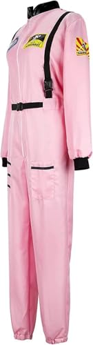 vewoza Astronauten-Kostüm für Erwachsene für Damen, Weltraumanzug, Cosplay, Raumfahrer, Overall, Halloween (Rosa, M) von vewoza