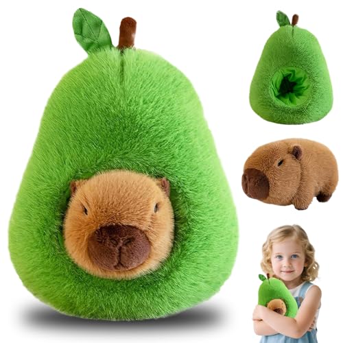 Capybara Avocado Kuscheltier, 35cm Capybara Plüschtier Plushie 2 In 1, Abnehmbar Süßes Wasserschwein Kuscheltier Stofftier, Capybara Plush für Mädchen Jungen Kinder von viallolipa