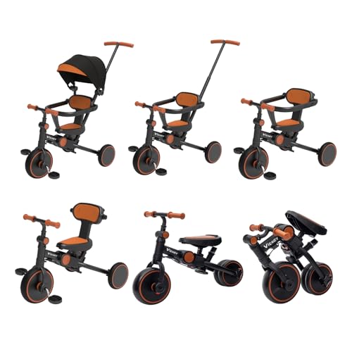 vickey 6 in 1 Kinderdreirad für 1-6 Jahre Laufrad Dreirad Lauflernhilfe Lauffahrrad mit Schubstange, Lenksystem Stange, Radkupplung, abnehmbare Pedale & höhenverstellbarer Sitz + Sonnendach, Schwarz vickey 6 in 1 Kinderdreirad für 1-6 Jahre Laufrad Dreirad Lauflernhilfe Lauffahrrad mit Schubstange, Lenksystem Stange, Radkupplung, abnehmbare Pedale & höhenverstellbarer Sitz + Sonnendach, Schwarz von vickey