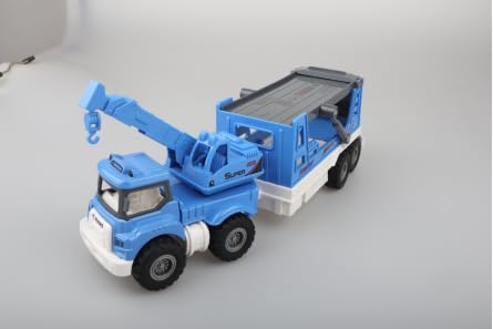 victob Baustellenfahrzeuge Spielzeug, Autotransporter mit Kran, Baufahrzeuge LKW Spielzeug für 3 4 5 6 Jahre von victob