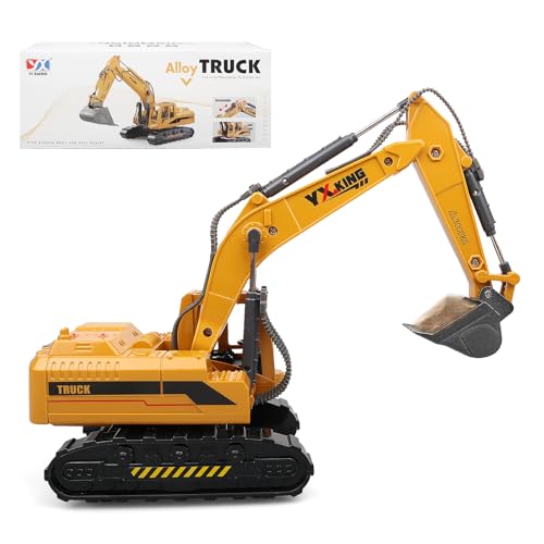 victob Metal ABS Bagger Spielzeug, Gussbauteile Manuelle Baumaschinen Bagger LKW Modell Spielzeug für Jungen Kinder im Alter von 3-5, 4-7, 8-12 Weihnachten Geburtstags Geschenke von victob