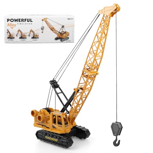 victob Metal ABS Kräne Aufbau Spielzeug, Konstruktionsfahrzeuge Modellauto mit Handhebel zum Heben, Lastkran Spielzeug für Kinder Jungen im Alter von 3-7, 8-12, Weihnachten Geburtstags Geschenke von victob