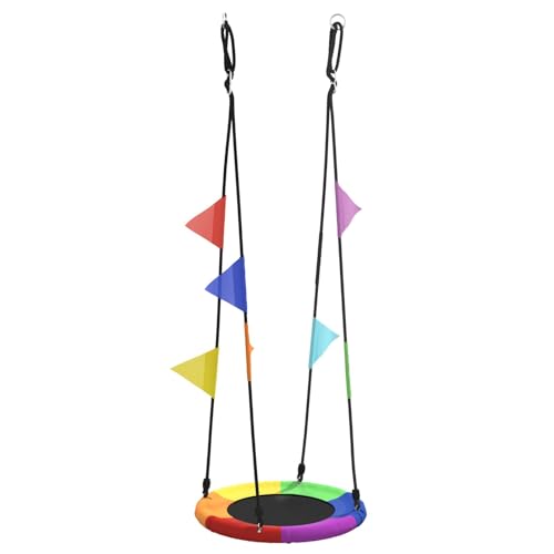 vidaXL Bunte Nestschaukel für Kinder | Verstellbares Regenbogen-Design | Runde Kinder-Außenschaukel für 5-12 Jahre | Weiches, UV-beständiges Material | Ideal für Innen- und Außennutzung vidaXL Bunte Nestschaukel für Kinder | Verstellbares Regenbogen-Design | Runde Kinder-Außenschaukel für 5-12 Jahre | Weiches, UV-beständiges Material | Ideal für Innen- und Außennutzung von vidaXL