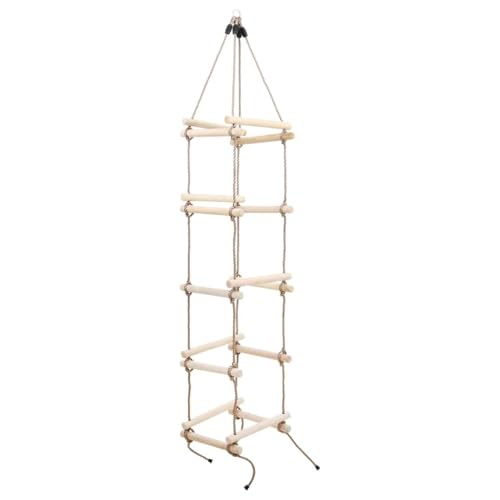 vidaXL Holz Strickleiter mit 5 Holzsprossen Kletterseil Kletterleiter Seilleiter Kinderleiter Kinder Garten Outdoor Länge 200 cm 4 Seiten Ab 3 Jahren von vidaXL