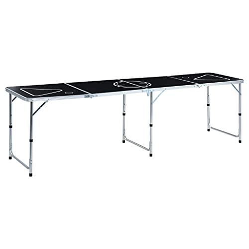 vidaXL Klappbarer Bier-Pong-Tisch 240 cm Schwarz von vidaXL
