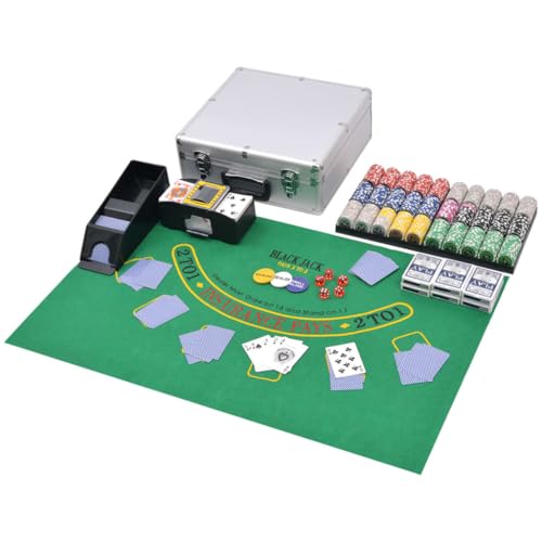 vidaXL Kombiniertes Poker/Blackjack Set mit 600 Laserchips Aluminium von vidaXL