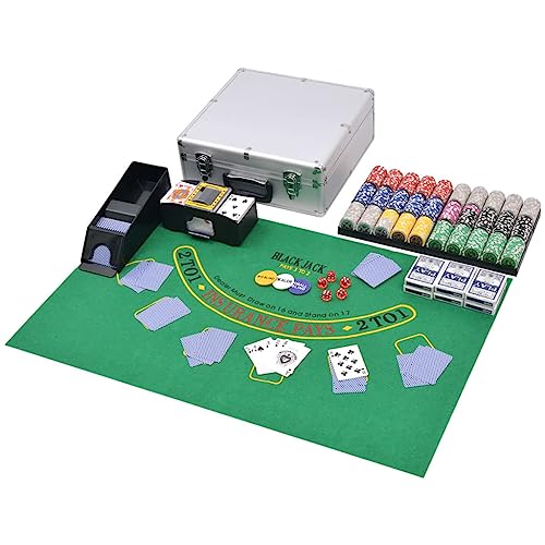 vidaXL Kombiniertes Poker/Blackjack Set mit 600 Laserchips Aluminium von vidaXL