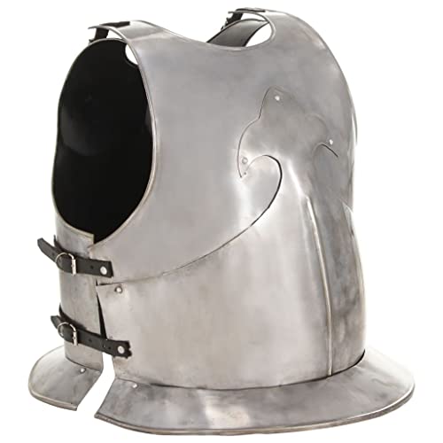 vidaXL Mittelalterlicher Ritter Brustpanzer Kürass Replik für LARP Cosplay Halloween-Party Brustplatte Ritter Helm Rüstung Harnisch Stahl Silbern von vidaXL