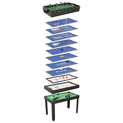 vidaXL Multigame Spieletisch 15-in-1 Tischfußball Kicker Billard Hockey Spieltisch Tischtennis Multifunktion Spiele 121x61x82cm Schwarz von vidaXL