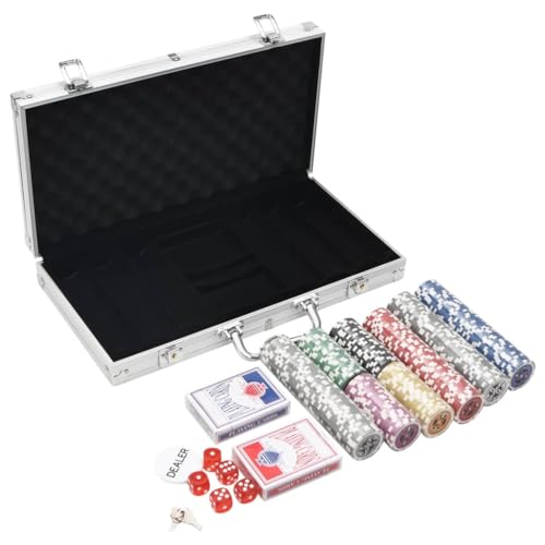 vidaXL Pokerchips Set 300 STK., Pokerkoffer mit Buttons Chips Würfeln, Pokerset Spielkarten Set mit Tragekoffer, Jetons Komplettset, 11,5 g vidaXL Pokerchips Set 300 STK., Pokerkoffer mit Buttons Chips Würfeln, Pokerset Spielkarten Set mit Tragekoffer, Jetons Komplettset, 11,5 g von vidaXL