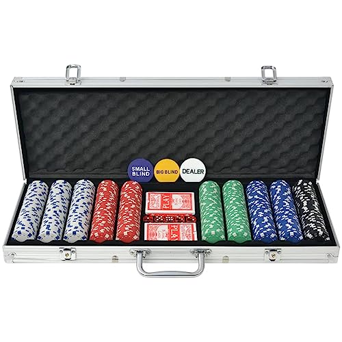 vidaXL Pokerkoffer 500 Pokerchips Aluminium Koffer Chips Poker Set Pokerset von vidaXL