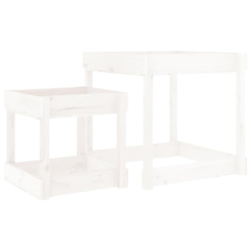vidaXL Sand Spieltisch 2 STK., Kinderspieltisch mit Spielflächen für Außenbereich, Sandtisch Sandkastentisch Matschtisch, Weiß Massivholz Kiefer vidaXL Sand Spieltisch 2 STK., Kinderspieltisch mit Spielflächen für Außenbereich, Sandtisch Sandkastentisch Matschtisch, Weiß Massivholz Kiefer von vidaXL