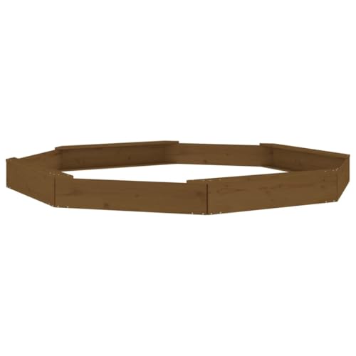 vidaXL Sandkasten, Achteck Sandkiste mit Sitzen, Sandbox mit bodenlosem Design, Holz Spielzeug für Garten Outdoor, Honigbraun Massivholz Kiefer von vidaXL