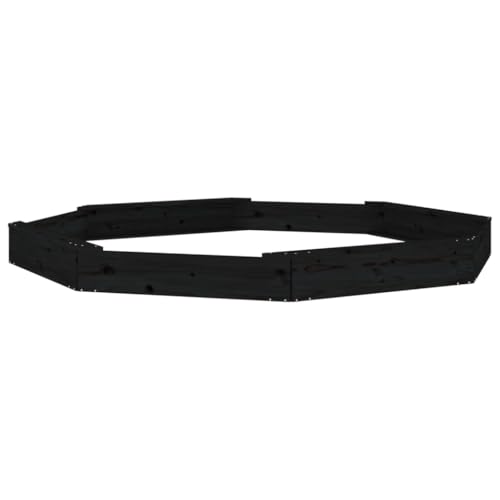vidaXL Sandkasten, Achteck Sandkiste mit Sitzen, Sandbox mit bodenlosem Design, Holz Spielzeug für Garten Outdoor, Schwarz Massivholz Kiefer von vidaXL