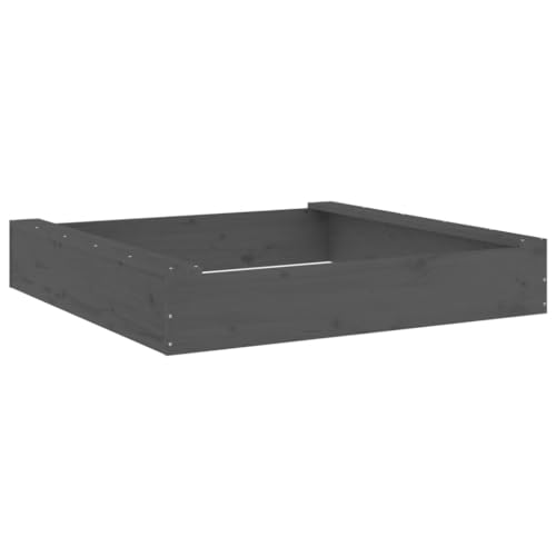 vidaXL Sandkasten, Quadratisch Sandkiste mit Sitzen, Sandbox mit bodenlosem Design, Holz Spielzeug für Garten Outdoor, Grau Massivholz Kiefer von vidaXL