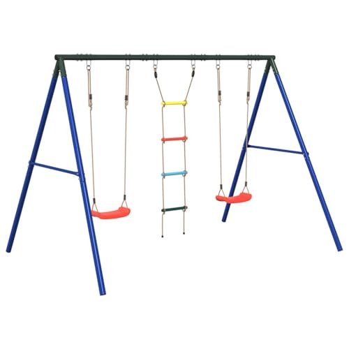 vidaXL Schaukel-Set mit Schaukelsitzen und Strickleiter, Schaukel-Set, Gartenschaukel, Outdoor Spielset, Schaukel, Gartenschaukel von vidaXL