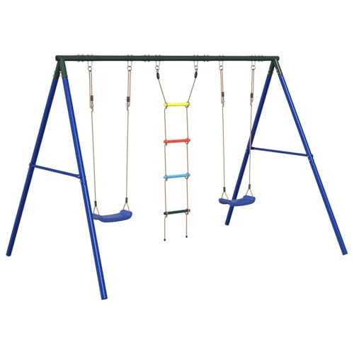 vidaXL Schaukel-Set mit Schaukelsitzen und Strickleiter, Schaukel-Set, Gartenschaukel, Outdoor Spielset, Schaukel, Gartenschaukel von vidaXL