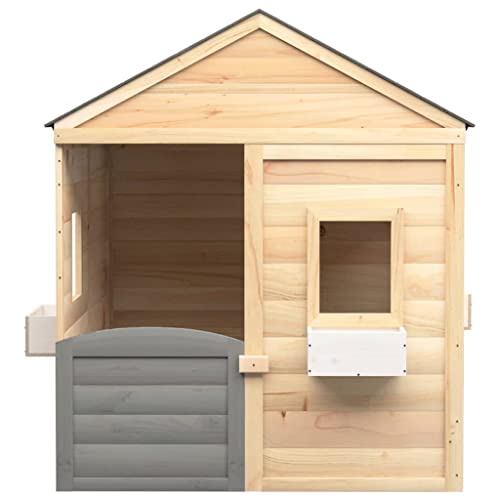 vidaXL Spielhaus, Kinderspielhaus mit Abschließbarer Tür Blumentöpfen, Gartenhaus für Kinder ab 3 Jahren, Outdoor Holzhaus Spielhütte, Tannenholz von vidaXL