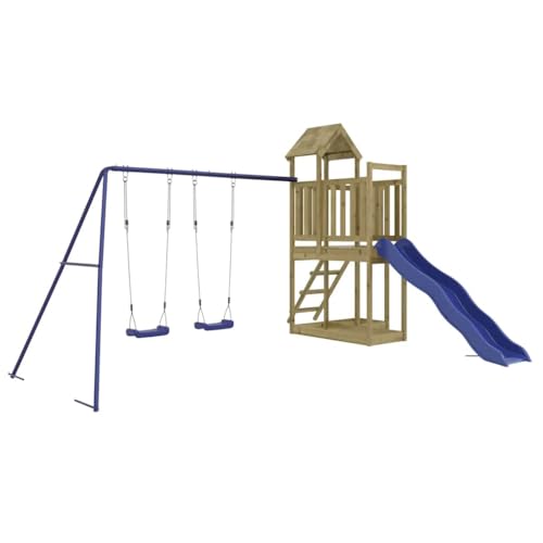 vidaXL Spielturm, Klettergerüst mit Rutsche Schaukel, Kinder Kletterturm mit Holzdach, Spiel-Zubehör für Garten, Holz Spielplatz, Imprägniertes Kiefernholz vidaXL Spielturm, Klettergerüst mit Rutsche Schaukel, Kinder Kletterturm mit Holzdach, Spiel-Zubehör für Garten, Holz Spielplatz, Imprägniertes Kiefernholz von vidaXL
