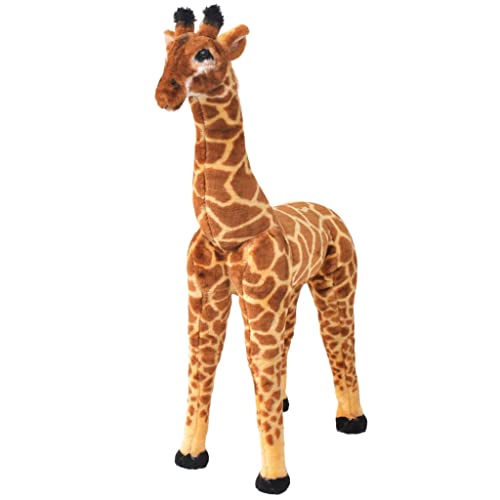 vidaXL Stehendes Plüschspielzeug Giraffe Stofftier Kuscheltier Plüschtier Geschenk Kinder Spielzeug XXL Braun Gelb Plüsch Stahlrahmen von vidaXL