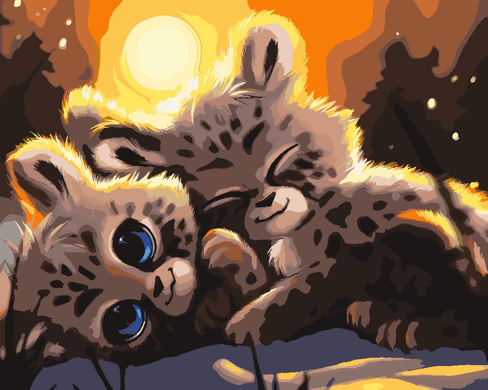 Malen nach Zahlen - Kuschelnde Leoparden - by Vink, mit Rahmen Malen nach Zahlen - Kuschelnde Leoparden - by Vink, mit Rahmen von vink