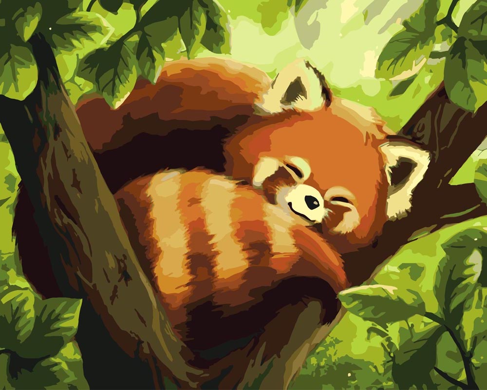 Malen nach Zahlen - Roter Panda - by Vink, mit Rahmen von vink