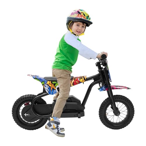 vinnyooc Elektrofahrzeuge Elektro Kinder Motors Mini Elektro Crossbike Elektro Dirtbike Batteriebetriebenes Motorrad Elektro Motorrad Für Kinder Belastbarkeit 65kg (Schwarz, Bunt) von vinnyooc