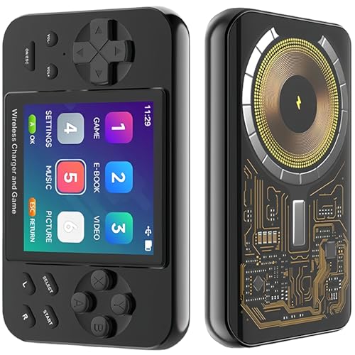 Tragbare Spielkonsole, Handheld Spielekonsole, Retro Handheld Game Console, Retro Handheld Konsole, Mit 5000 mAh Battery 6000+ Classic Games E-Book Film Musik Kabelgebundenes Kabelloses Laden (Grau) von viqee