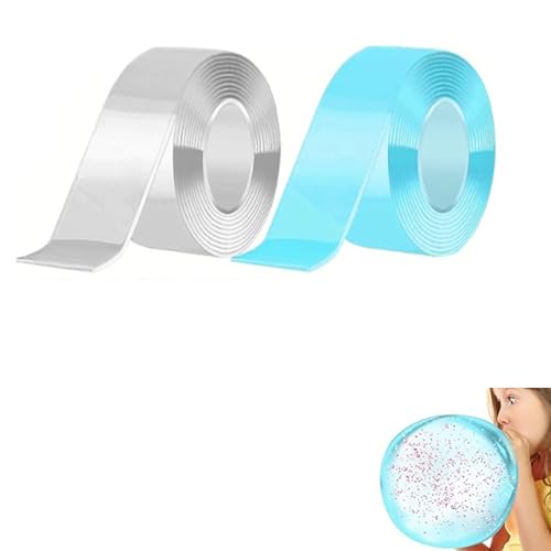 Nano Tape Bubbles Set, 2 Stück Nano Tape(3cm x 3m) mit Stroh und Pailletten Aufkleber Doppelseitiges Klebeband DIY Craft Kit für Kinder Mädchen Erwachsene Partygeschenke Geschenke von viriech