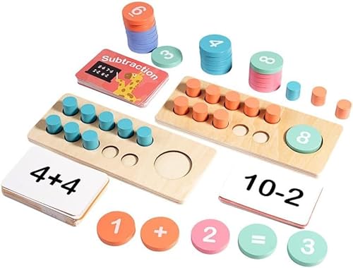 virkwuy Zahl und Zählung Motorikspielzeug, Zählen Lernspielzeug, Zahlen Lernen ab 3, Zählendes Lernspielzeug, zum Lernen von Addition und Subtraktion, Geeignet für die Frühkindliche Erziehung zu Hause von virkwuy