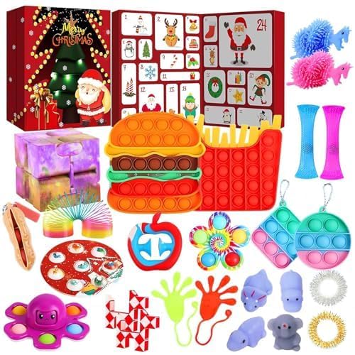Zappel-Adventskalender 2024, Weihnachts-Countdown-Kalender mit 24 einzigartigen Spielzeugen, Überraschungen von Sensory Gadgets Spielzeug für Kinder, Jungen, Mädchen, Weihnachtsfeier Geschenke（S） von vita dennis