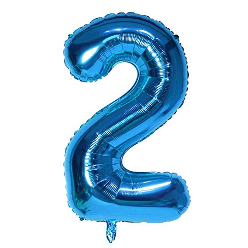 XXL Zahlenballon Blau 40 inch Giant Number Foil Balloon 100 cm Helium Number Folienballon als Geschenk und Überraschung für Geburtstage, Jubiläum, Party Deko (Zahl Zwei 2) von vita dennis