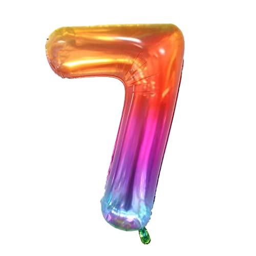 Zahlen Folienballon Gradient, Luftballons Zahl Helium Geburtstagsdeko 100cm/40inch XXL Zahlenballon, Folienballons Zahl mit Aufhängeöse Party Geschenk Dekoration Geburtstag Luftballon (Zahl Sieben 7) von vita dennis