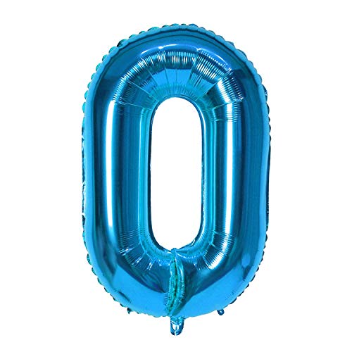 XXL Zahlenballon Blau 40 inch Giant Number Foil Balloon 100 cm Helium Number Folienballon als Geschenk und Überraschung für Geburtstage, Jubiläum, Party Deko (Zahl Null 0) von vita dennis