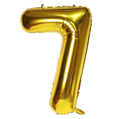 XXL Zahlenballon Gold 40 inch Giant Number Foil Balloon 100 cm Helium Number Folienballon als Geschenk und Überraschung für Geburtstage, Jubiläum, Party Deko (Zahl Sieben 7) von vita dennis