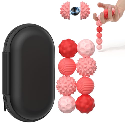 8 Stück Magnetische Fidget Toys, Magnetische Anziehungskraft Stress Bälle mit Silikonhülle, Magnetkugeln Stressball Silikon Sensorik Spielzeug, Sensory Toy ( Rosa ) von vnfsmy