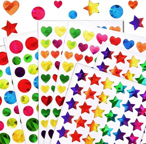 vnfsmy Glitzer Sticker 1710 Stück Kinder - Selbstklebende Glitzeraufkleber Bunt, Laser Sticker Bastelmaterial, Für Schüler Belohnung, DIY Scrapbooking, Geschenkanhänger Etiketten von vnfsmy