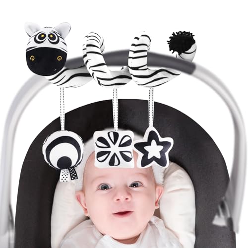 vocheer Autositz Spielzeug für Babys 0-6 Monate Hängende Rassel Bouncer Spielzeug für Krippe Mobile, Infant Spiral Plüsch Kinderwagen Spielzeug, Zebra von vocheer